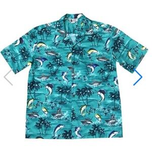 Aloha Republic Big Game Day Green Cotton‎ Men's Shirt Made in Hawaii NEW